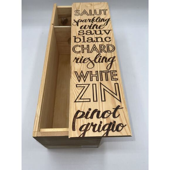 Natural Wooden Wine (White) Crate with Handle with Sliding Cover, 31-09 - Picture 10 of 12